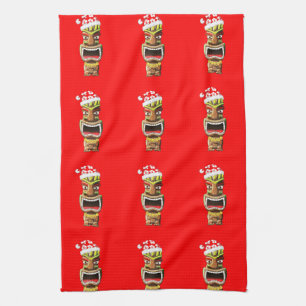 Hawaiian Christmas Santa Tiki Tea Towel