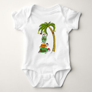 Hawaiian Christmas Turtle Santas Baby Bodysuit