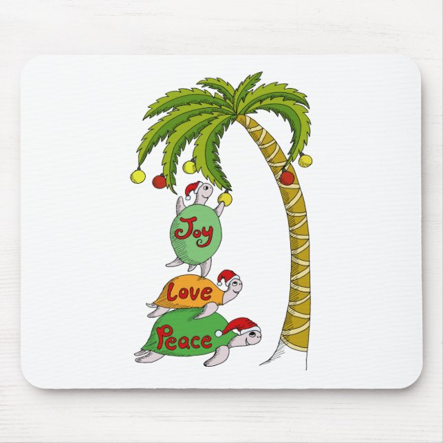 Hawaiian Christmas Turtle Santas Mouse Pad (Front)