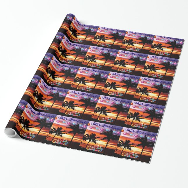 Hawaiian Christmas wrapping paper (Unrolled)