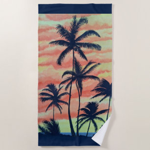 Hawaiian Coconut Palms Beach Towel