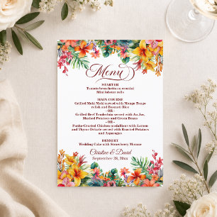 Hawaiian Colourful Floral Wedding  Menu
