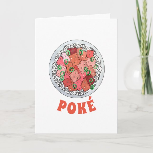 Hawaiian Cuisine Ahi Tuna Poké Bowl Hawaii Food Card (Front)