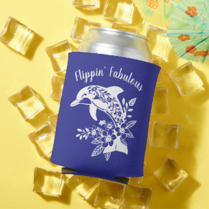 Hawaiian Dolphin Flippin' Fabulous Blue Can Cooler