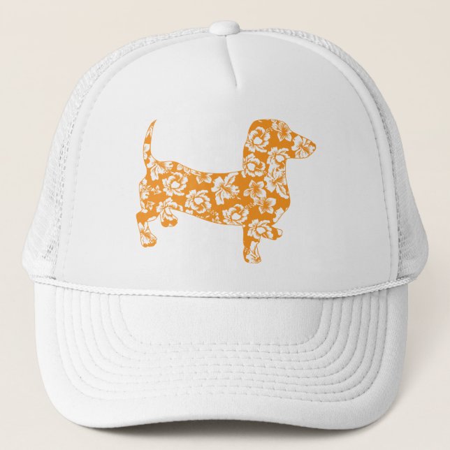 Hawaiian Doxie Dachshund Trucker Hat (Front)