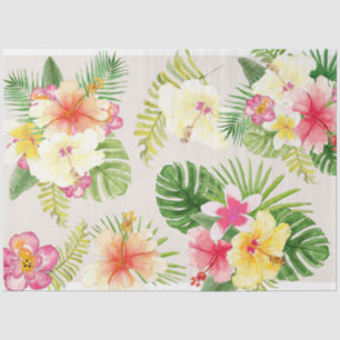 Hawaiian Elegant Tropical Floral Watercolor Tissue Paper