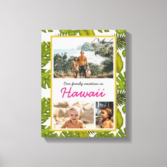 Hawaiian Family Vacation Tropical Leaves Photo Canvas Print (Front)