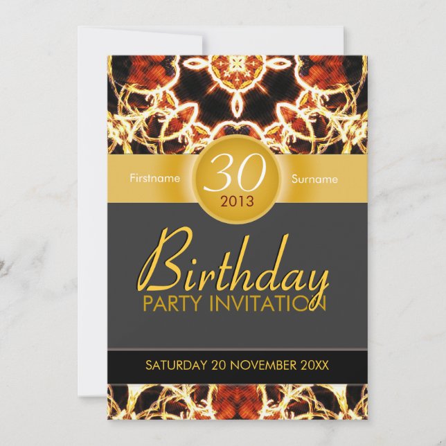 Hawaiian Fire Art Celebration Birthday Invitation (Front)