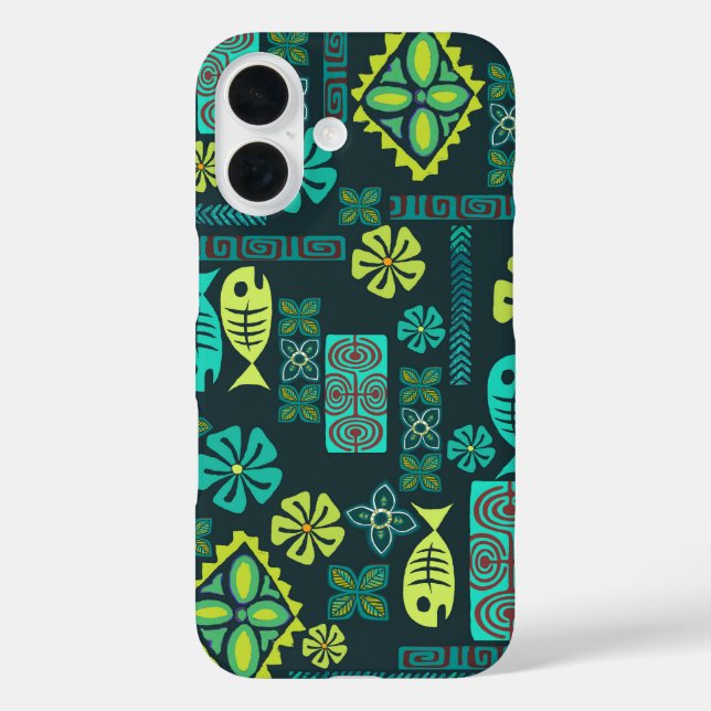Hawaiian Fish and Flower Icons Phone Case (Back)