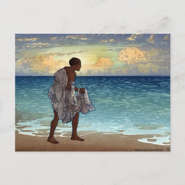 Hawaiian Fisherman - Charles William Bartlett Postcard (Front)