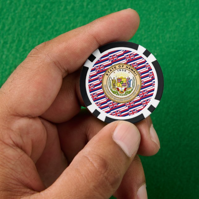 Hawaiian Flag & Seal, Flag of Hawaii Poker Chips (Hand)