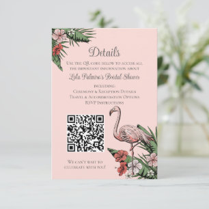 Hawaiian Flamingo Bridal Shower Website QR Code Enclosure Card