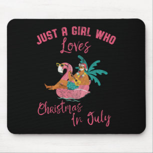 Hawaiian Flamingo Just A Girl Who Loves Christmas Mouse Pad