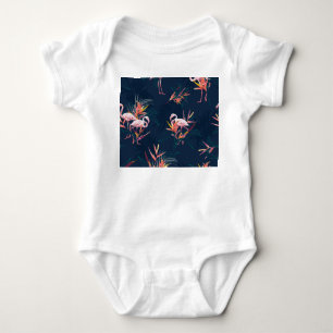 Hawaiian Flamingo: Tropical Vintage Artwork Baby Bodysuit