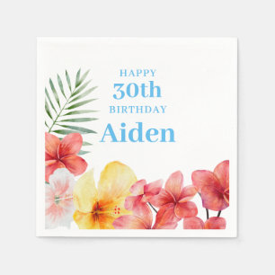 Hawaiian Floral Birthday Napkin