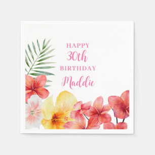 Hawaiian Floral Birthday Napkin