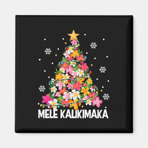Hawaiian Floral Christmas Tree Mele Kalikimaka Tro Magnet