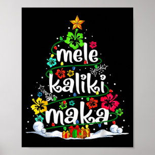 Hawaiian Floral Christmas Tree Mele Kalikimaka Tro Poster