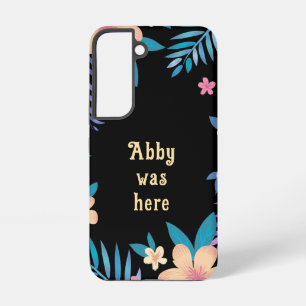 Hawaiian Floral Design on Black Samsung Galaxy Case