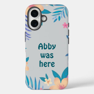 Hawaiian Floral Design on Gray iPhone 16 Case