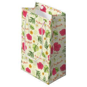 Hawaiian Floral Gift Bag, Tropical Hibiscus Party Small Gift Bag