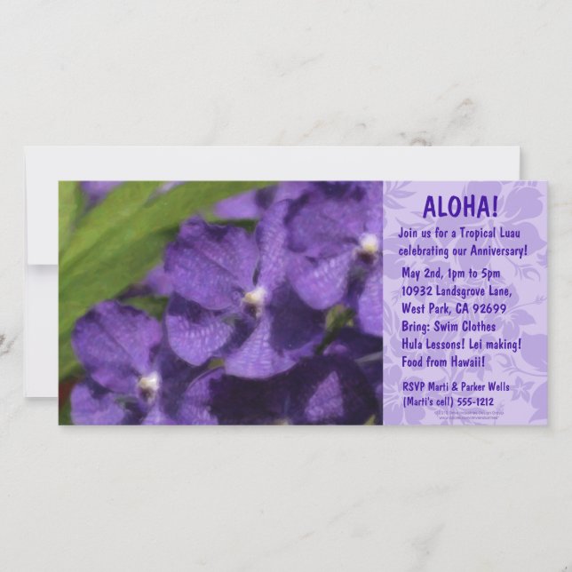 Hawaiian Floral Luau Invitations (Front)