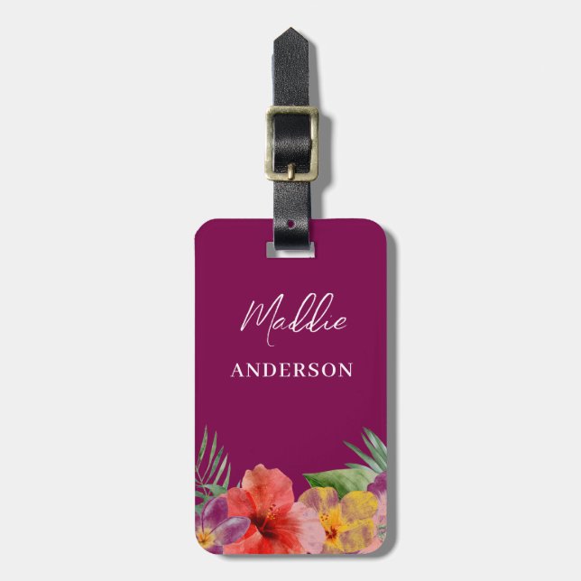 Hawaiian Floral  Luggage Tag (Front Vertical)