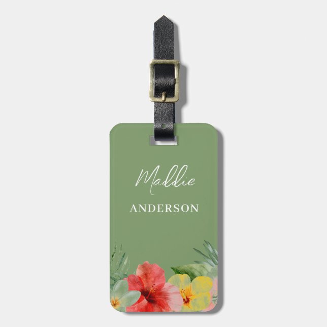 Hawaiian Floral  Luggage Tag (Front Vertical)