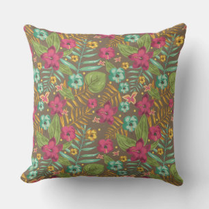 "Hawaiian Floral Outdoor Pillow" Outdoor Cushion