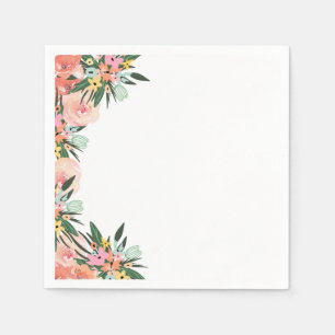 Hawaiian Floral Peach Pink Roses All Occasion Napkin