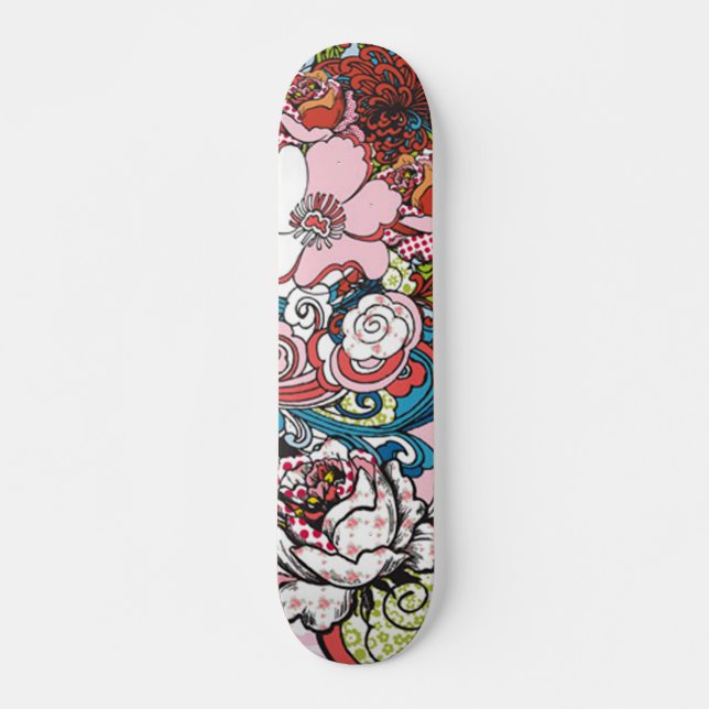 Hawaiian Floral Skateboard (Front)