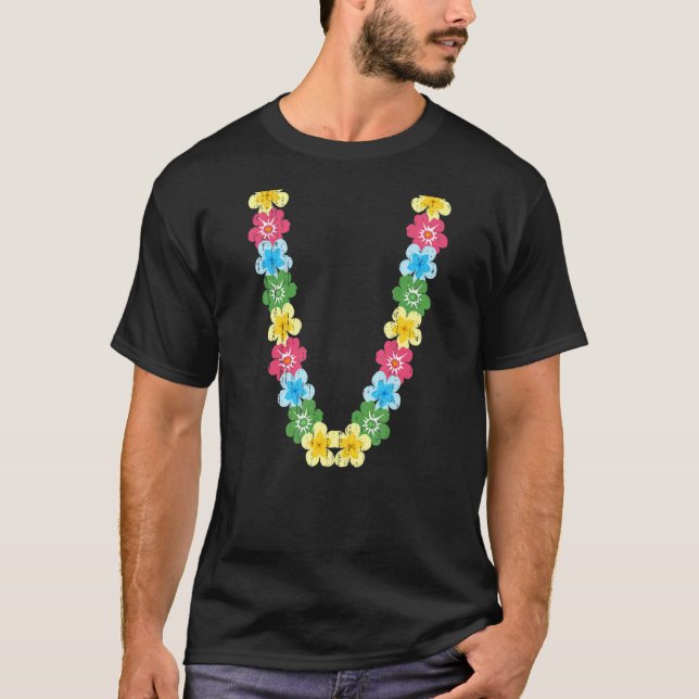 Hawaiian Flower Chain Summer Vibes Colourful Lei T-Shirt (Front)