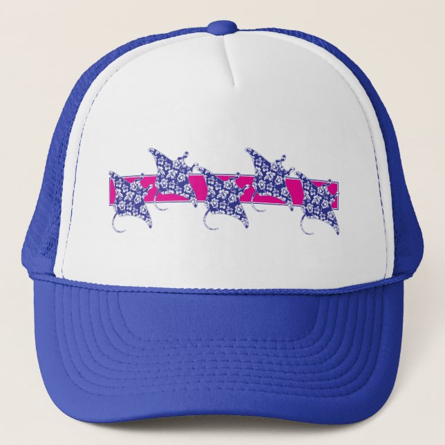 Hawaiian-Flower-Manta-Rays Trucker Hat (Front)