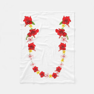 Hawaiian Flower Necklace Tropical Summer Flowers Fleece Blanket