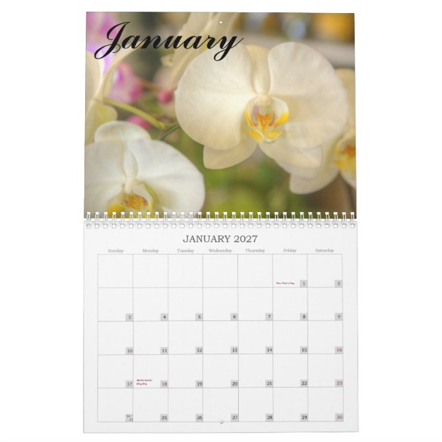 Hawaiian Flower & Orchid Calendar (Jan 2027)