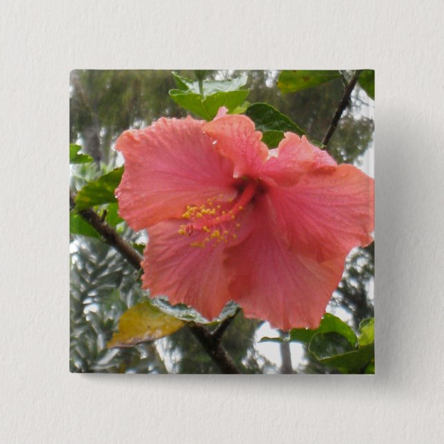 Hawaiian Flower Square Button (Front)