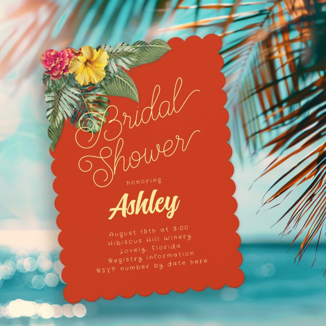 Hawaiian Flowers Bridal Shower Invitations (Creator Uploaded)