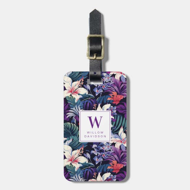Hawaiian Flowers Luggage Tags (Front Vertical)