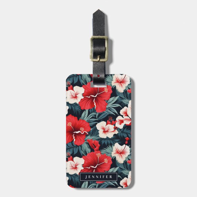 Hawaiian Flowers Luggage Tags (Front Vertical)