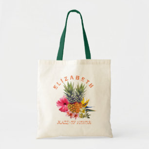 Hawaiian Flowers n Pineapples Bridesmaid Tote Bag