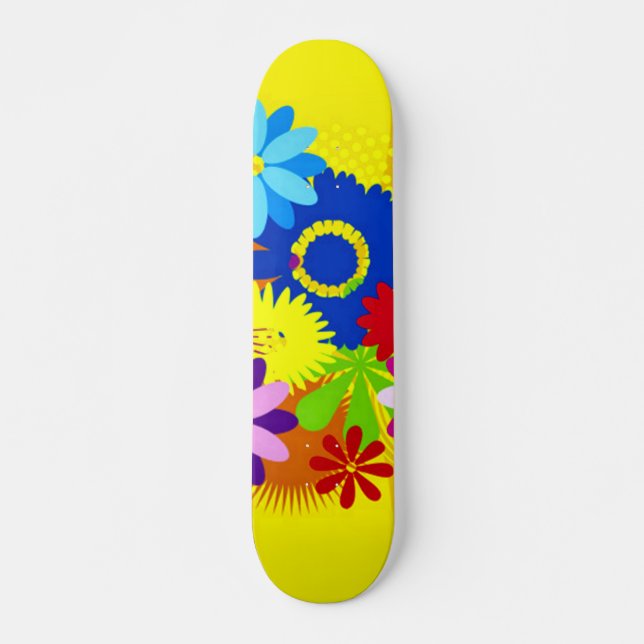 Hawaiian Flowers Penny Custom Pro Long Board Skateboard (Front)