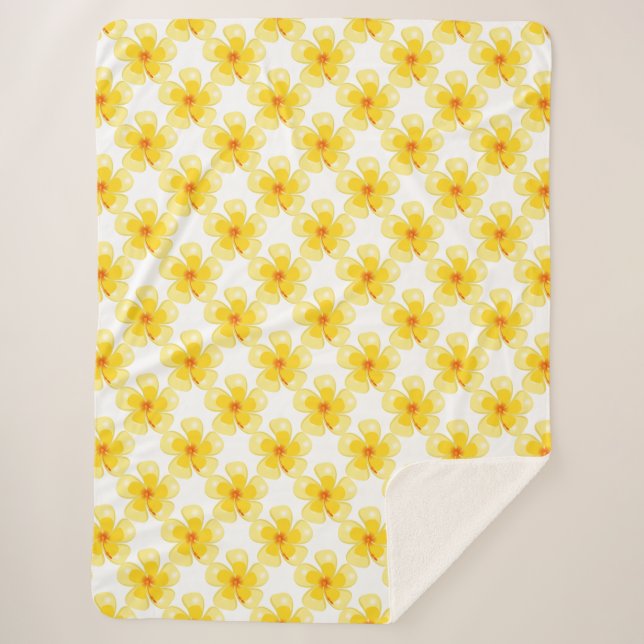 Hawaiian Flowers Sherpa Blanket (Front)