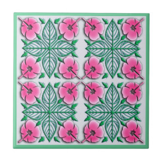 Hawaiian flowers tropical ornament tile