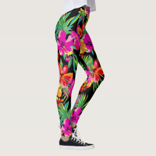 Hawaiian Flowers Your Background Colour Leggings
