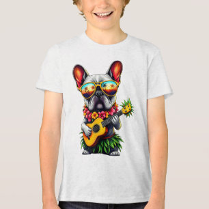 Hawaiian French Bulldog & Pineapple Ukulele Su Tri-Blend Shirt