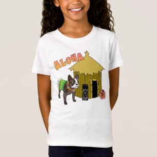 Hawaiian French Bulldog Hula Kid's tees