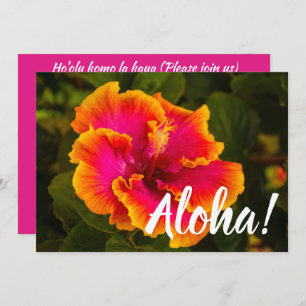 Hawaiian Fuchsia and Orange Hibiscus from Kauai Invitation