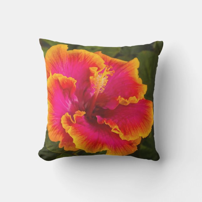 Hawaiian Fuchsia Hibiscus from Kauai Outdoor Cushion (Front)