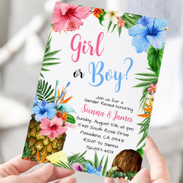 Hawaiian Gender Reveal, Aloha, Tropical Luau Invitation (Creator Uploaded)