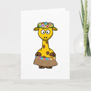 Hawaiian Giraffe Cartoon Card
